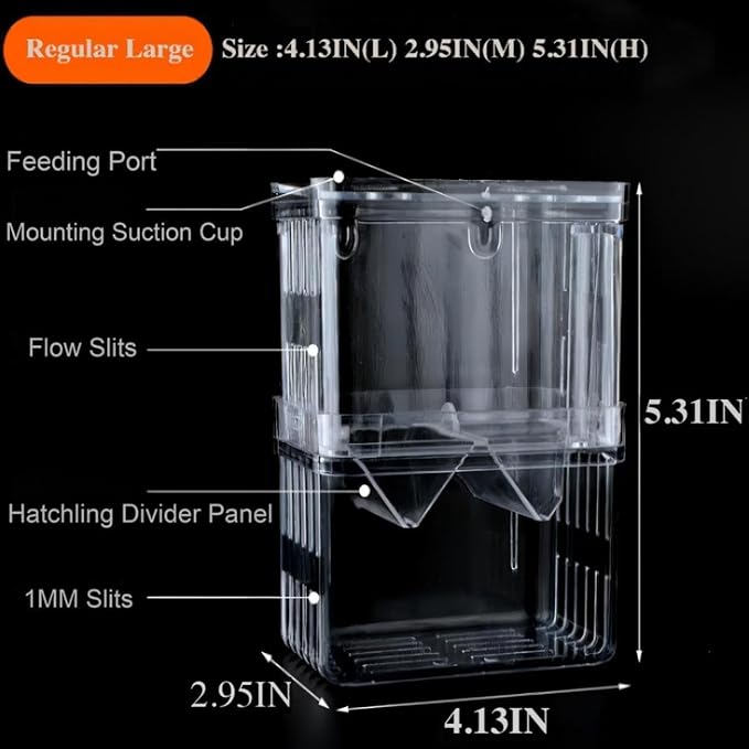 Aquarium Fish Breeder Box Hatchery Incubator,Multi-Functional Acrylic Breeder Isolation Box Hatching Incubator Box for Fish Fry Betta Fish Shrimp and Little Turtle