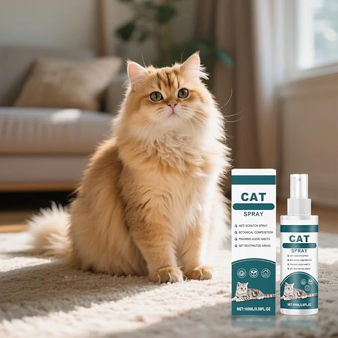 Effective Cat Deterrent Spray, Natural Cat Repellent Indoor Outdoor, Safe Cats Scratch Deterrent for Furniture, Cats Spray Deterrents for Urine Marking in House, 3.38 FL Oz (1)