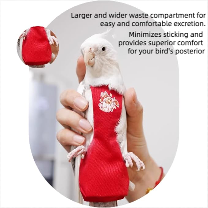 MANON ROSA Bird Diapers Leash Set Washable Reusable Handmade Flight Suit Waterproof Inner Layer - Protective Parrot Nappy Clothes Parakeets Macaws Budgies Canaries (Orange2,Caique)