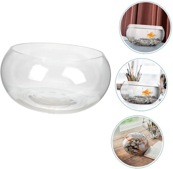 Glass Fish Bowl Terrarium for Home Bubble Vase for Plants Goldfish High Transparency Desktop Aquarium for Fish Plant Lovers