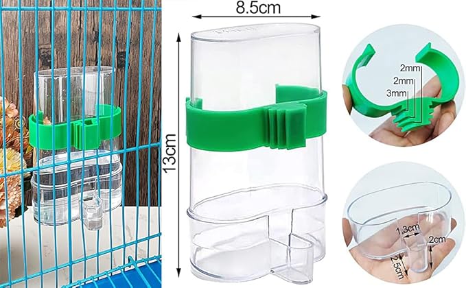 Kenond No Mess Bird Feeder Water Dispenser Set, Automatic Parrot Cage Accessories, Acrylic Parakeet Seed Food Drinker for Cockatiel, Squirrel, Finch, Lovebirds, Budgies, Canary