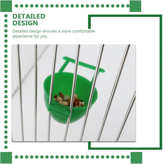 PRETYZOOM 8pcs Small Parrot Water Cups and Food Feeding Bowls Plastic Bird Cage Accessories for Budgie Cockatiel Lovebird Feeding and Watering Supplies