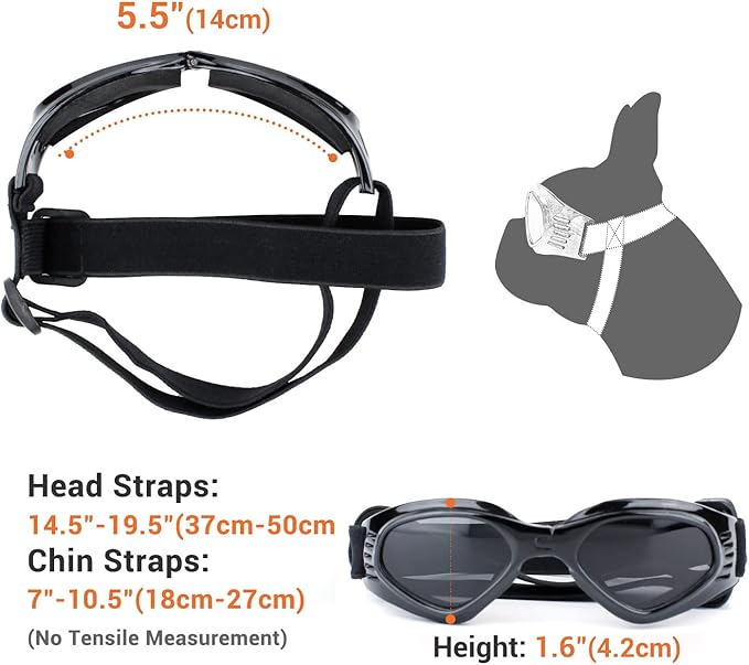 Petleso Dog Goggles Medium Breed, Dog Sunglasses for Medium Dogs Eye Protection Windproof, Black