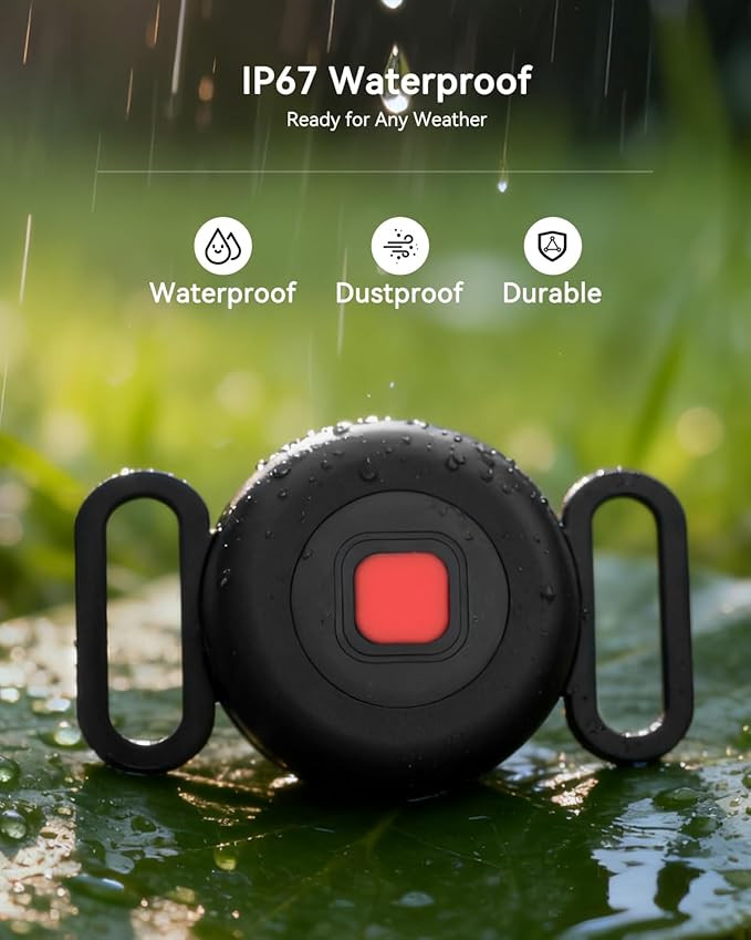 Bluetooth Dog Tracker Tag, Pet Tracker for Dogs with Silicone Collar Holder, Works with Apple Find My & Android Find Hub, IP65 Waterproof Anti-Lost Locator, White 2 Pack
