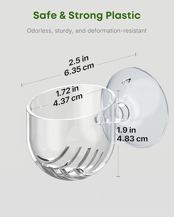 Pawfly Aquarium Plant Holder with Suction Cup, Clear Plastic Fish Tank Planting Holder, Fish Tank Plant Pot for Aquascape Decoration, Aquarium Planter Cup, 4 Pcs.