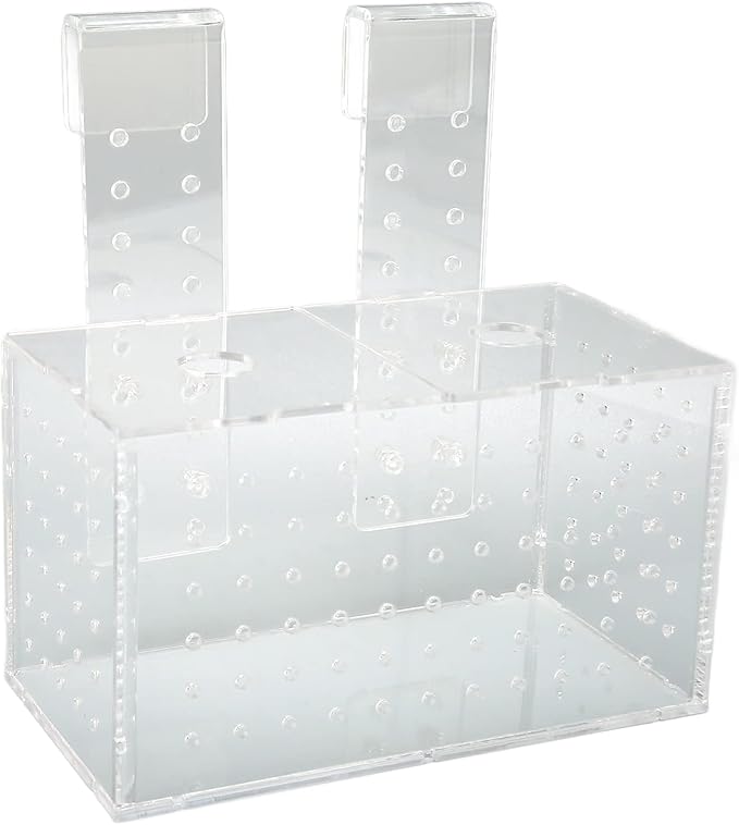 Aquarium Fish Breeding Box | Transparent Acrylic Hatchery with Adjustable Hooks | Isolation Tank for Guppies/Fry/Betta Fish | 360° Water Flow Holes (17 * 9 * 10CM)