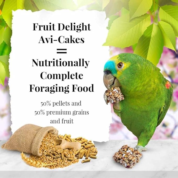 LAFEBER'S Fruit Delight Avi-Cakes Pet Bird Food, Made with Non-GMO and Human-Grade Ingredients, for Parrots (8 oz Pack of 2)