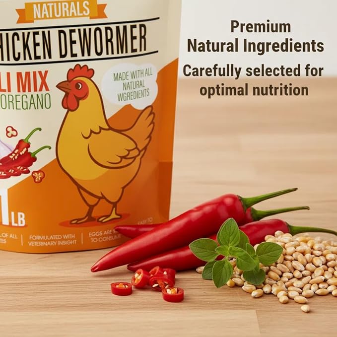 Naturals Chicken Dewormer Powder - Natural Herbal with Chili and Garlic, All-Natural Formula for Hens and Birds Duck Goose, Safe for Eggs,1LB Pouch (1)