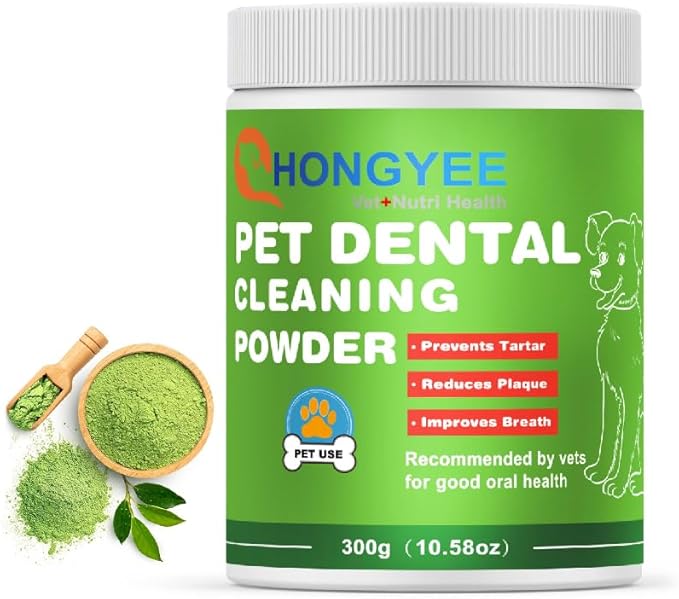 Dog Teeth Cleaning Powder 300g Package, Dog Dental Powder, Plaque Off for Dogs & Cats Breath Freshener for Bad Breath, Tartar Remover, Dental Care Supplies for Small, Medium, Pet Denta
