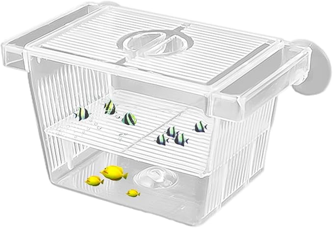 1/2 Fish Breeding Box - Aquarium Breeder Box, Fish Acclimation Box with 2 Suction Cups | Easily Install Fish Isolation Box, Acrylic Aquarium Hatchery Incubator for Baby Fishes Shrimp Betta Guppy