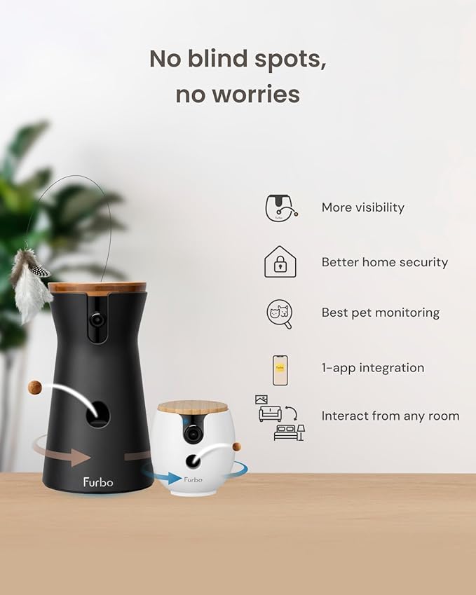 Furbo 360° Cat Camera + Mini 360° Cam [New Subscription Required at Setup] 2-Camera Bundle Nanny Subscription: Cat Safety Alerts, Pet Camera with Speaker, Phone App & Night Vision