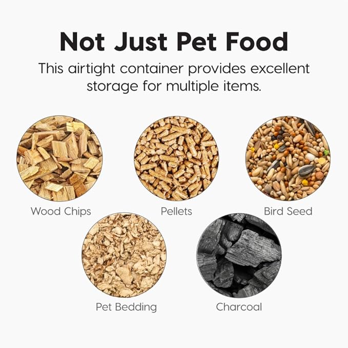 IRIS USA Airtight Dog Food Storage Container, WeatherPro, Up to 40 lbs, Removable Wheels, for Dog Cat Bird and Other Pet Food Storage Bin, Keep Fresh, Translucent Body, Made in USA, Pearl/Almond