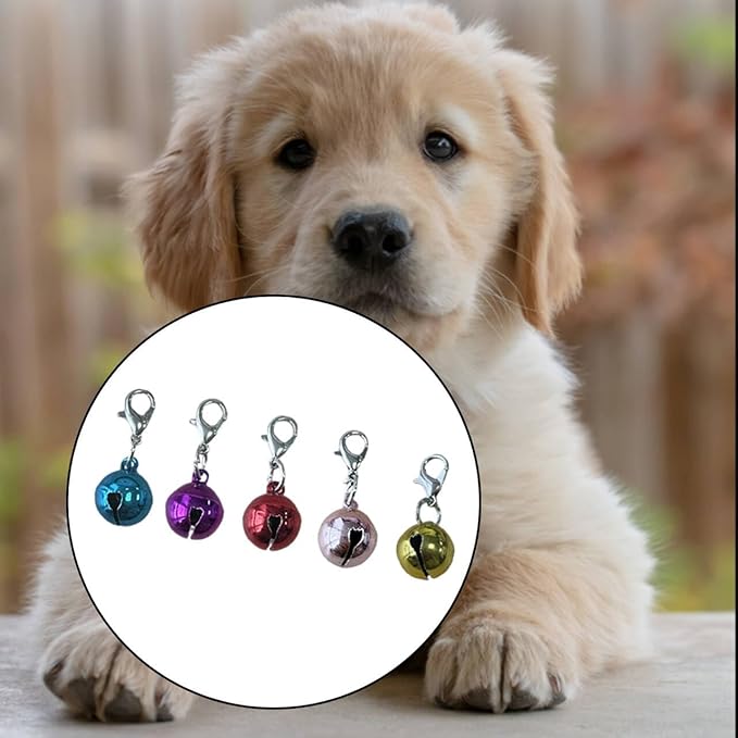 50PCS Pet Collar Bells, Colorful Metal Round Charms with Clasps for Dogs, Cats, Kittens and Small Animals – Loud Crisp Sound Jingle Bells for Christmas Decor and Accessories