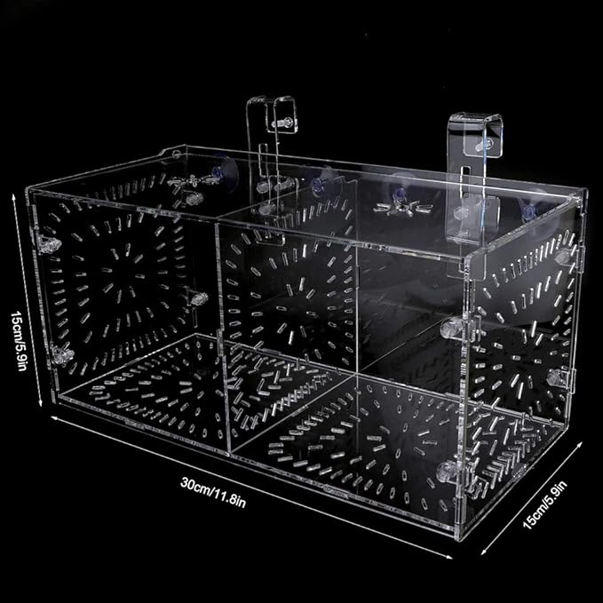 Fish Tank Breeding Box Aquarium Isolation Box Transparent Acrylic Fish Tank Incubation Box for Aggressive Injured Sick Fish Shrimp 15x15x15cm 30x15x15cm 20x20x20cm (30CM*15CM*15CM)