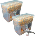 Automatic Pigeon Bird Feeder Water, 2 Pack Plastic Feeder Water Dispenser Drinkers for Cage, No Mess Hanging Parrot Food Feeding, Cage Accessories for Parakeet Quail Bird Chicken (2 Hole - Iron Wire)