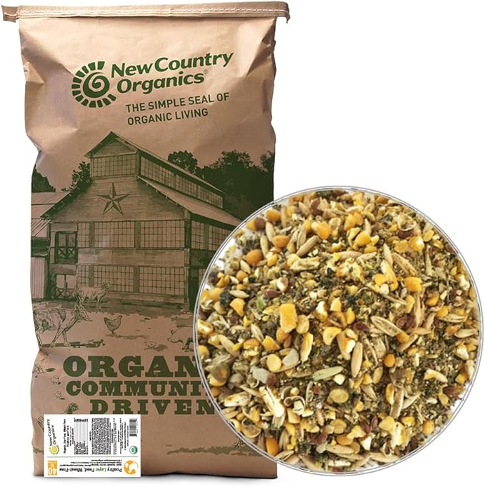 New Country Organics | Wheat-Free Chicken Feed 40lbs | Layer Feed for Laying Hens | Gluten-Free and Soy-Free | 17% Protein | Certified Organic and Non-GMO Chicken Food | 40 lbs