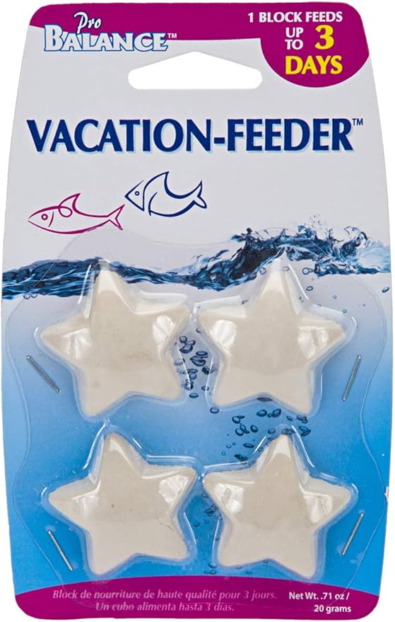 Penn-Plax Pro Balance Vacation Fish Feeder – Slow Release Food That’s Great for Weekend Vacays: 1 Block Feeds up to 3 Days – 12 Starfish Shaped Blocks (3 Packages)