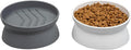 Kitty City Elevated Slow Feeder Cat Bowls (Set of 2), Whisker-Friendly Raised Cat Food Dishes with Ridges, Helps Reduce Fast Eating & Digestion Issues, Dishwasher Safe, 10.8 oz – White & Gray