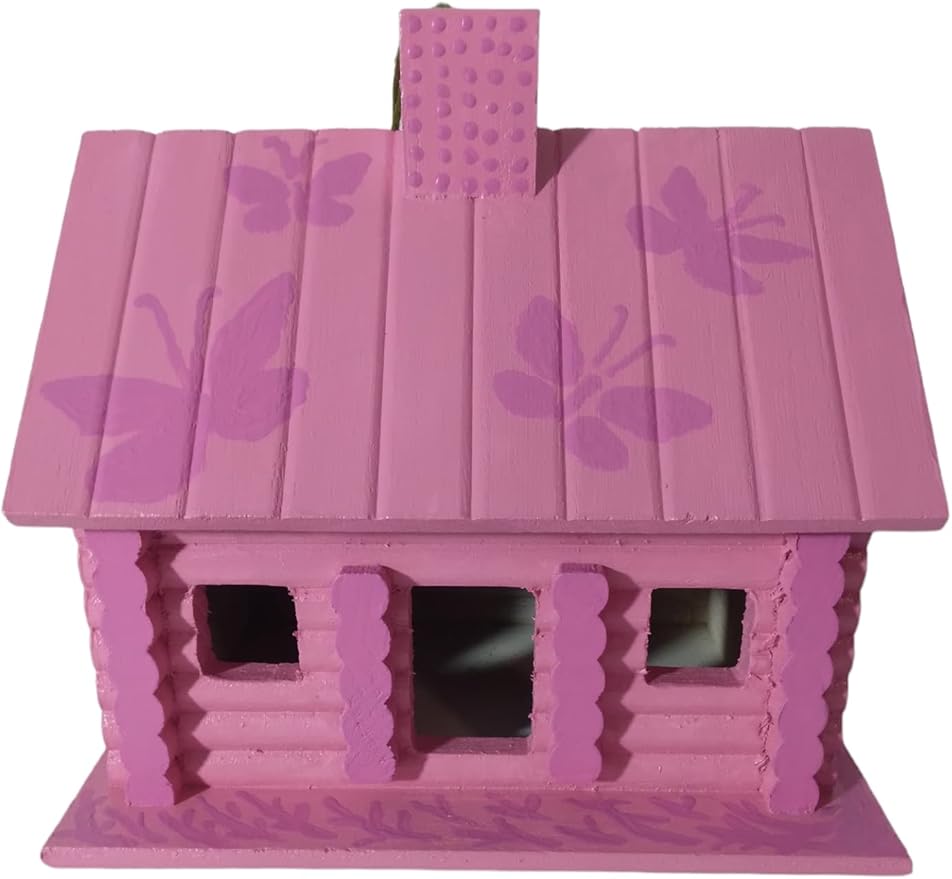 birdhouse/outdoors pink color hand painted