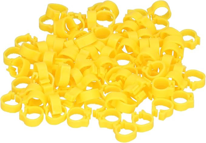 Fydun 100PCS S Leg Rings, 8mm Pigeons Identification Poultry Plastic Bird Foot Clip Pool Vacuum Hoses Bands No Words SuppliesOrange Health Supplies Band for Identify Orange (Yellow)