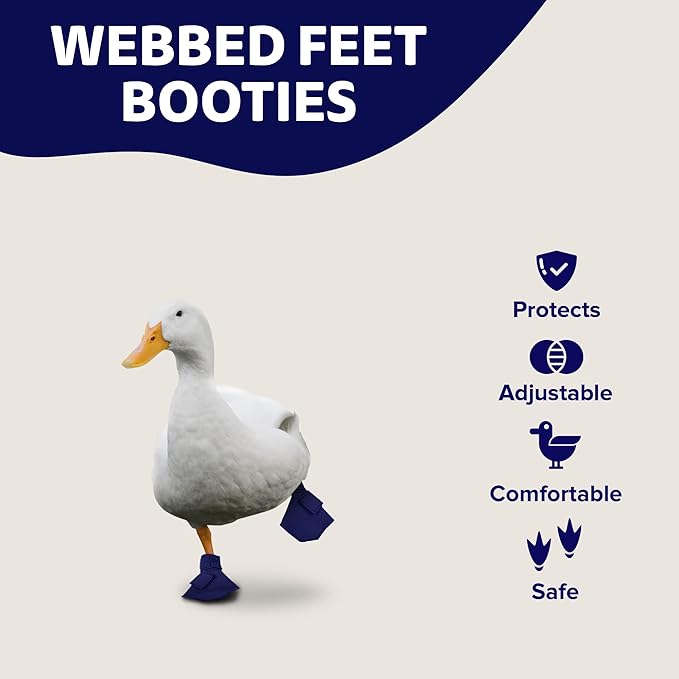 Duck Shoes for Injured Feet – Protective Neoprene Footwear for Ducks, Protective Shoes for Birds with Injured feet, Bumblefoot Relief - Medium, 3.5” Max. Inside Width - Navy
