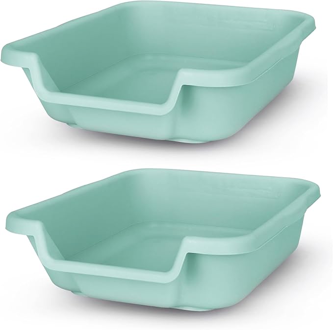 Dog Litter Box, Green Color, Small Size, Durable & Pet Safe Puppy Litter Box, Indoor Open Top Entry Dog Litter Pan, Comfortable for Dogs, Great for Small Dogs up to 6 lbs (2 Pack)