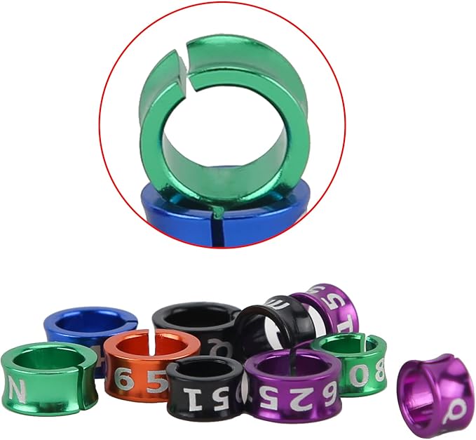 Open Bird Ring Bird Band Bird Foot Ring Bird Leg Bands Rings for Birds Tags Aluminum Alloy Split Ring Mixed Color for Parrots Hibiscus Bird Finches Etc 50Pcs (ID 3.7MM)