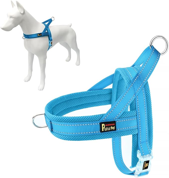 Plutus Pet No Pull Dog Harness with Breathable Mesh Padded, Adjustable Reflective Escape Proof Dog Harness, Quick Fit Dog Vest Harness for Small Medium Large Dogs(XS, Cyan)