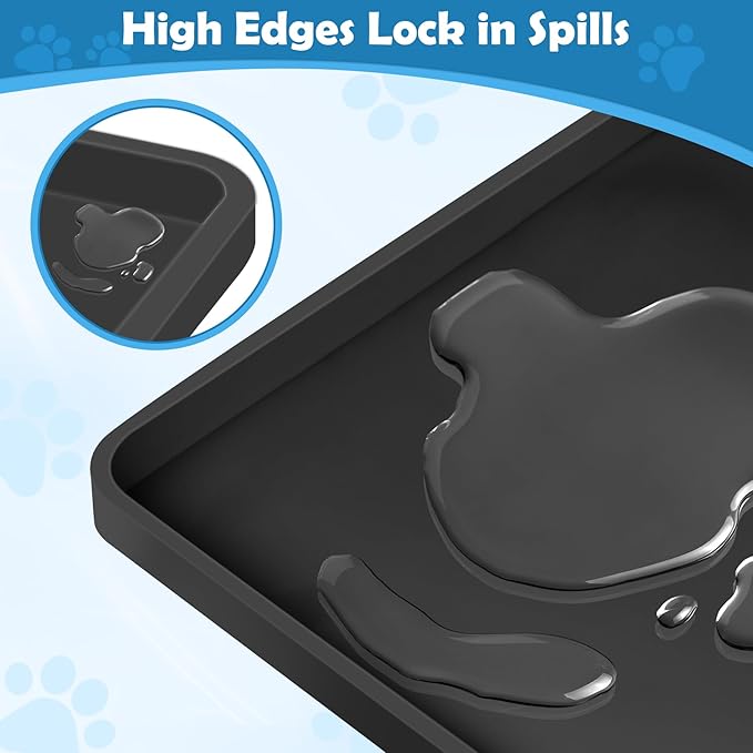 Dog Pee Pad Holder, Dog Potty Tray Silicone Puppy Pad Holder Tray Fits for 24" x 24" Training Pads, Puppy Potty Tray With 4 Clamps and No Spill Raised Lip High Edge for Indoor Floor Protection (Black)