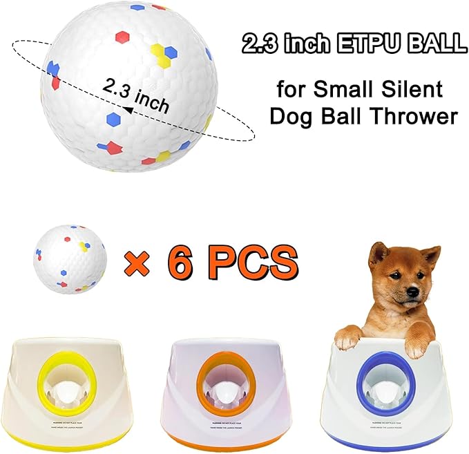 White 2.3 Inch Dog Ball Replacements forAutomatic Ball Launchers -Durable Put MaterialHigh-Bounce, Machine Washable -6-PCS (White, 2.3inch)