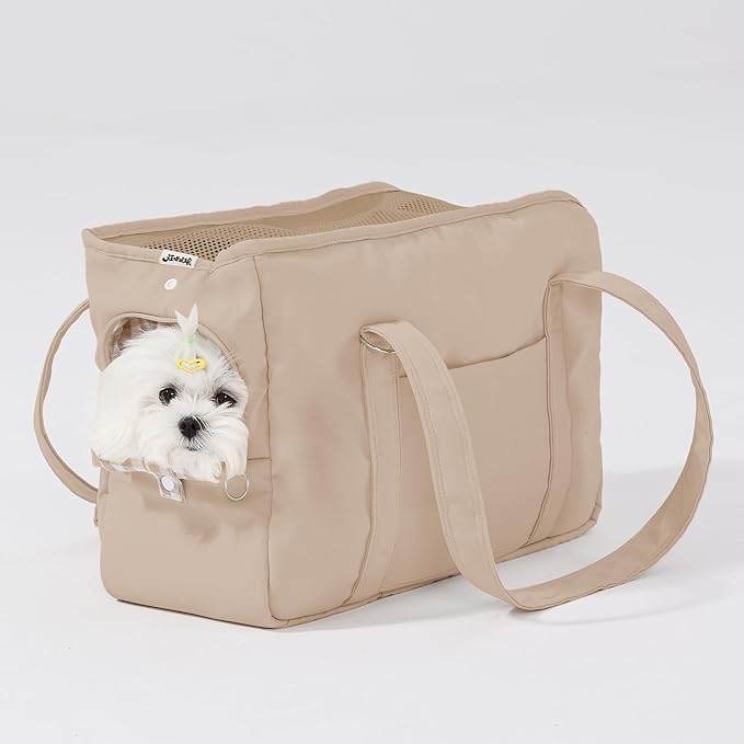 Pet Dog Casual Crossbody Bag, Hands-Free One Shoulder Soft Edged Pet Bag, Fully Open Sunroof Cover with Mesh Window and Large Front Pocket, Pet Carrier Purse for Small Dog Cat（Can Hold 10 Pounds）
