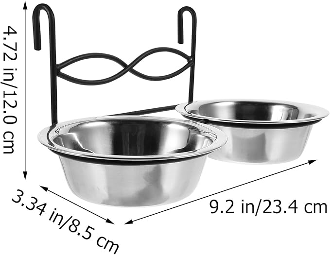 Cabilock Parrot Feeder Cup and Bird Food Holder Hanging Bowl with Clamp Stainless Steel Small 11cm Diameter for Cage Feeding and Watering Supplies