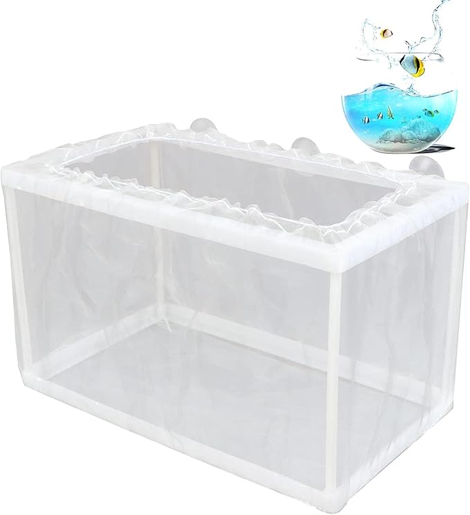 Fish Breeding Box – Aquarium Breeder Box with Mesh, Fish Fry Hatchery & Isolation Box, Suction Cup Fish Tank Breeding Box, Juvenile Fish Separation Net for clownfishh and Other Fish
