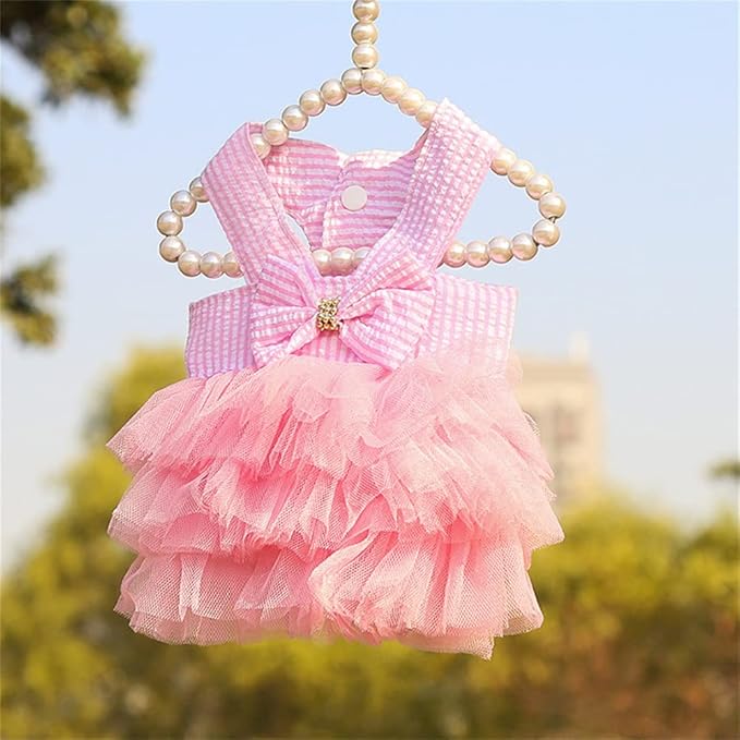 Dog Dresses, Fashion Pet Dog Clothes, Striped Mesh Puppy Dogs Princess Dresses (Purple/Pink(4pack), Small)