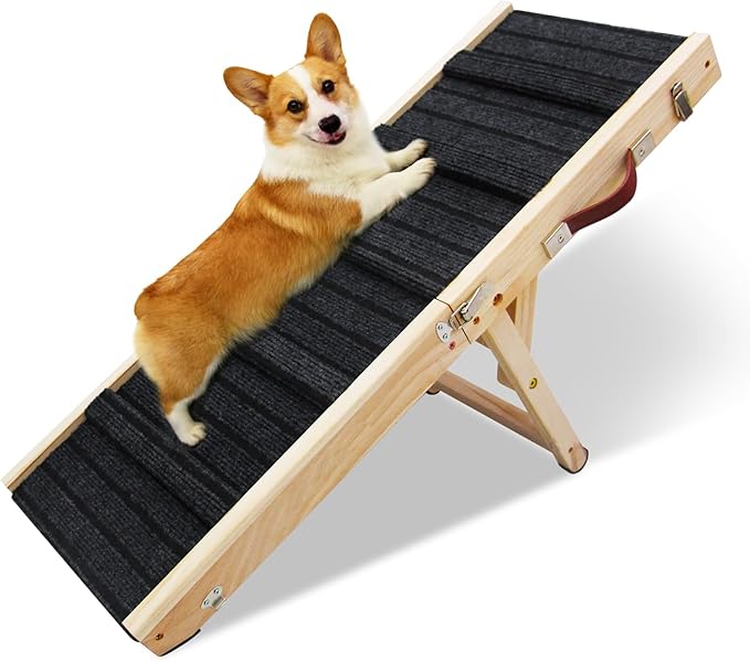 Large Dog Pet Ramp for Bed Couch Car 5 Adjustable Height Pet Step with Non-Slip Mat 9.06" to 20.8" Foldable Dog Steps for Small Large Old Dogs Cats