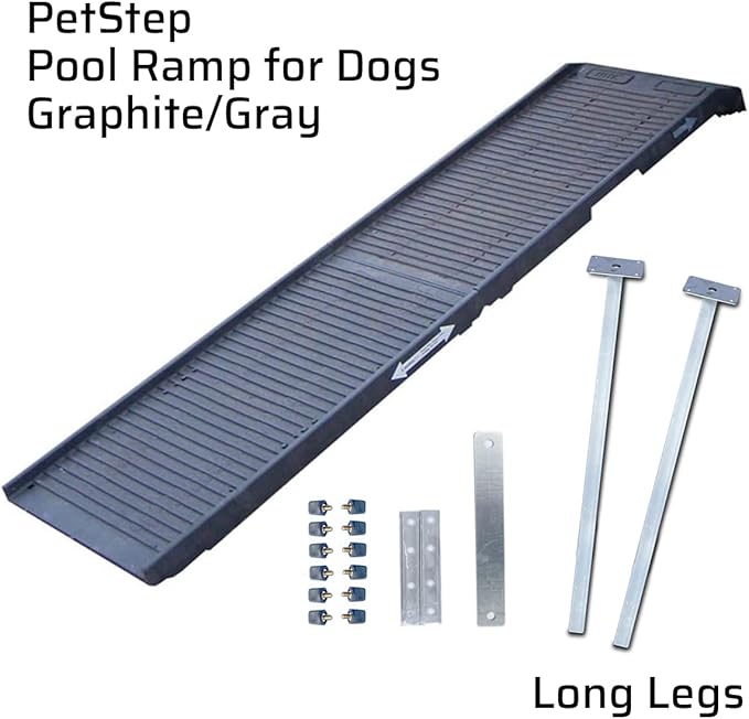 PetStep Pool Ramp for Dogs - (Standard Legs, Graphite/Gray) - Small and Large Dog Pool Ramp for Above-Ground and In-Ground Pools