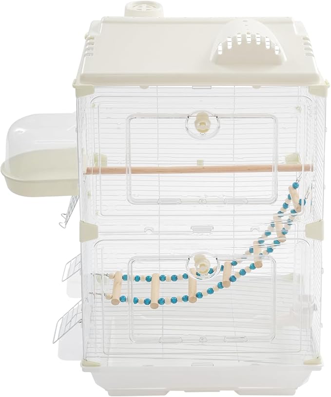 28inch Small Bird Cage Parrot Cage, White Iron Pet Bird Flight Cage Portable Birdcage with 2 Doors Cute Style for Parrots Cockatiels Conure Budgie Small Medium Birds
