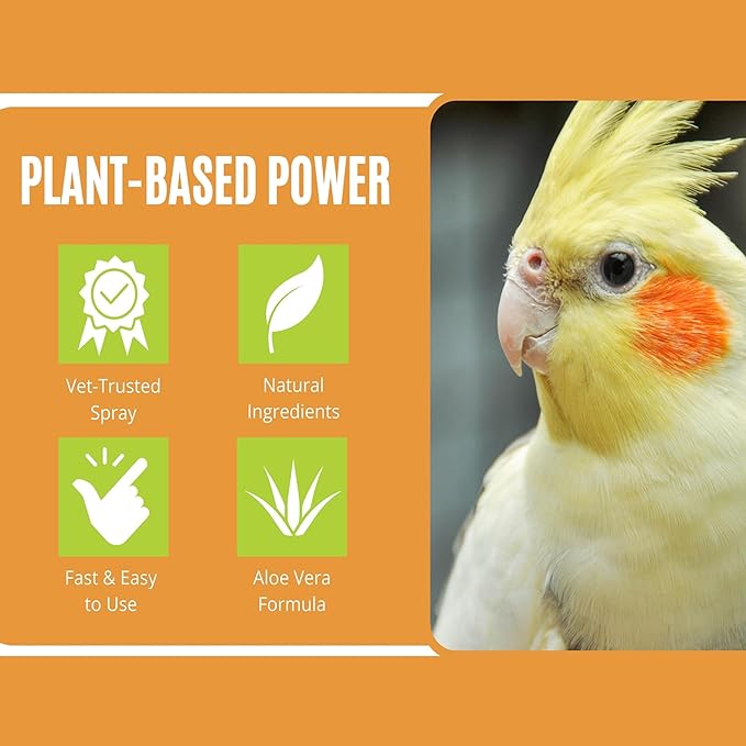 Bird Aloe Vera Spray – Soft Feathers Conditioner & Skin Moisturizer -16 OZ- for Parrots, Cockatiels, Conures & All Birds – Natural Aloe Mist for Molting Relief, Sooths Itchy Dry Skin Feather Plucking