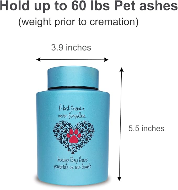 Pet Cremation Urns for Dogs Cats Ashes, Up to 60 lbs Dogs Cats Memorial Keepsake Urns for Ashes-Medium (Paw in Heart)
