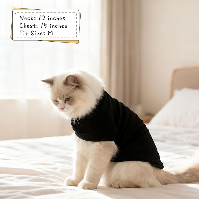 EXPAWLORER Soft Cat Sweater - Sweaters for Cats Only Warm Kitten Clothes, Fall and Winter Pet Coat Pullover Design, Fleece Sweatshirt Clothing Also for Puppy Small Dogs, Black M