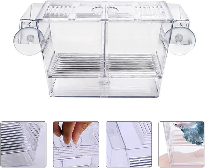 2-Layer Aquarium Fish Breeding Box 22x9.5x10cm Fry Incubation Container Fish Isolation Tank for Guppy and Betta Fry Hatchery