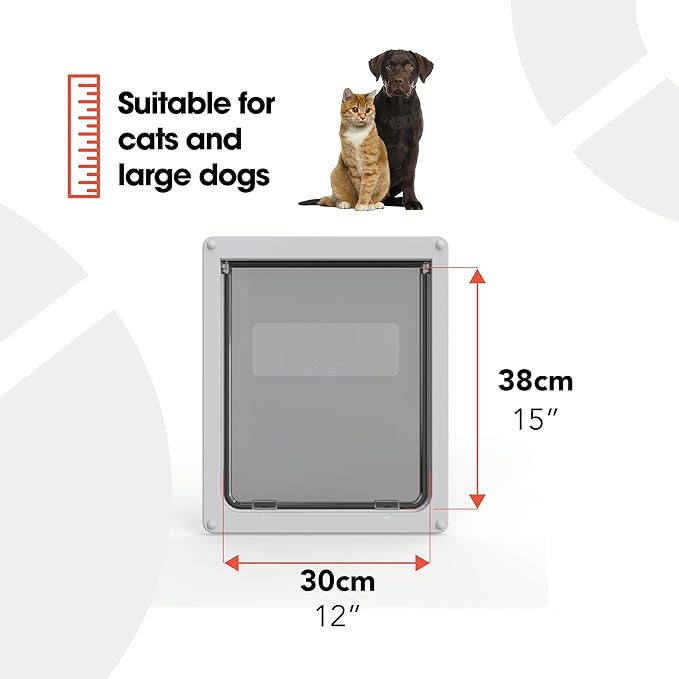 Dog Mate Lockable Large Dog Door (216) - Flap for Large Dogs and Cats, for UPVC, Wall and Wood, Securely Designed for Your Pets, White