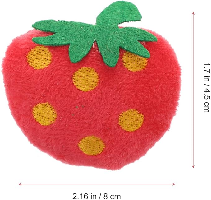 10 Pack Strawberry Cat Toy - Interactive Plush Chew Toys for Indoor Cats and Small Dogs - Cute Fruit Catnip Scented Kitty Teething Supplies for Valentine's Day Pet Gift
