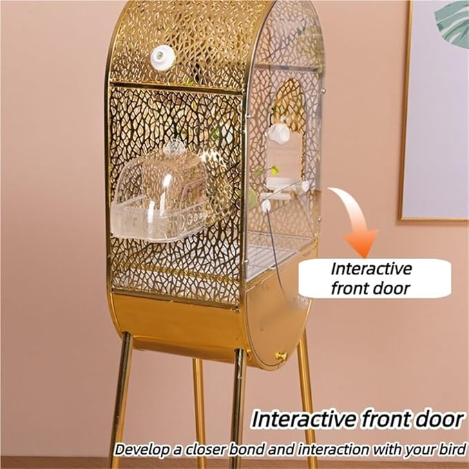 Decorative Large Bird Cage, Spacious and Ventilated Birdcage, Modern Metal Parakeet Cage with Interactive Door for Budgies, Lovebirds, Cockatiels