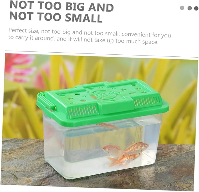 Turtle Habitat and Fish Breeding Tank, Sturdy Pp Plastic Transport Box 15x9x11cm, Portable Aquarium for Small Reptiles and Goldfish Housing