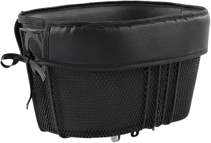 Dog Bike Basket, Soft-Sided Ventilated Dog Bike Carrier Backpack, Pet Bicycle Basket, Small Dogs Cat Kitten Puppy Booster Car Seat with Safety Strap, Safe and Easy (Black)