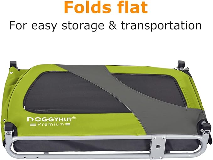 DOGGYHUT® Premium XL Pet Bike Trailer for Large Dog or Multiple Small Dogs, Up to 100 lbs,Dog Bicycle Carrier,Low Center of Gravity,Easy Folding Frame Cart