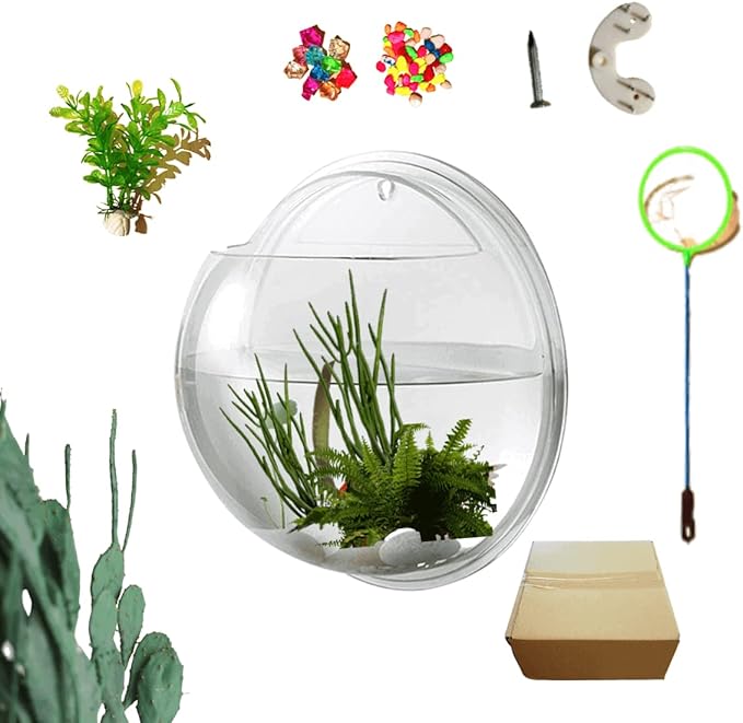 Wall Mounted Fish Tank, Wall Hanging Fish Bowl, Wall Fish Bubble Tank, Wall Aquarium Clear Acrylic Plant Bowl, Wall Planter Flower Pot, Wall Beta Fish Hotel. Creative Home Decoration (11.6 inches)