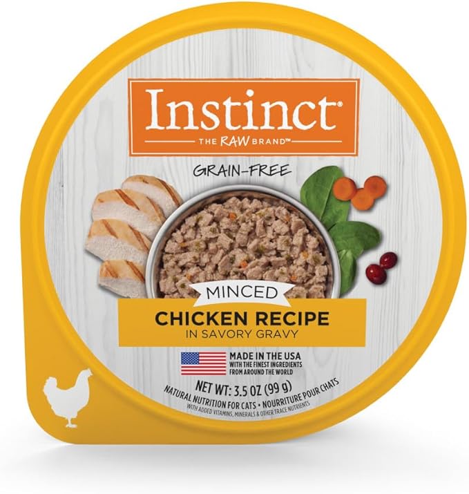 Instinct Original Minced Natural Wet Cat Food, Grain Free Recipe - Real Chicken, 3.5 oz. Cups (Pack of 12)
