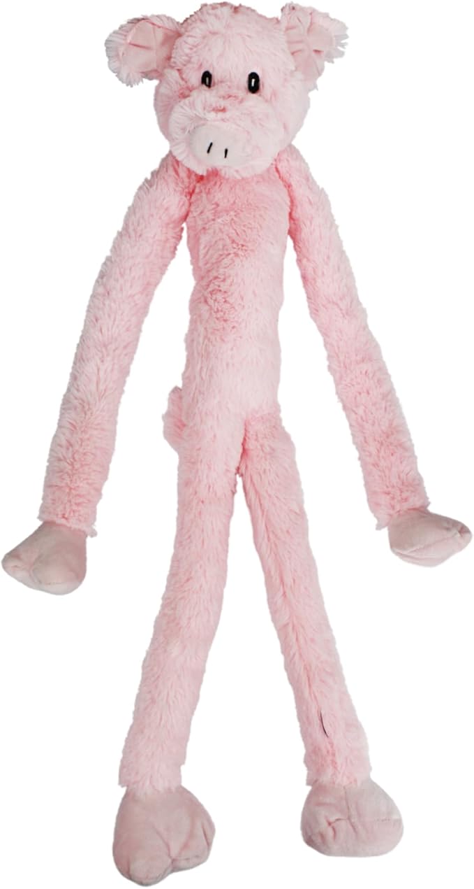 Multipet Swingin' Slevin Pig Dog Plush Toy - Squeaky Toys for All Dogs - Extra Soft Plush - Stuffed Animal for Cuddling & Playing - Cute Dog Pet Toy (27”, Pink, 5 Squeakers)